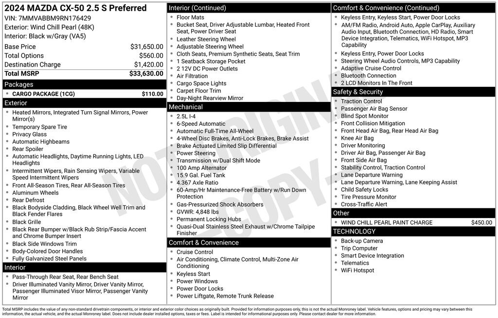 Used 2024 Mazda CX-50 2.5 S Preferred Package SUV