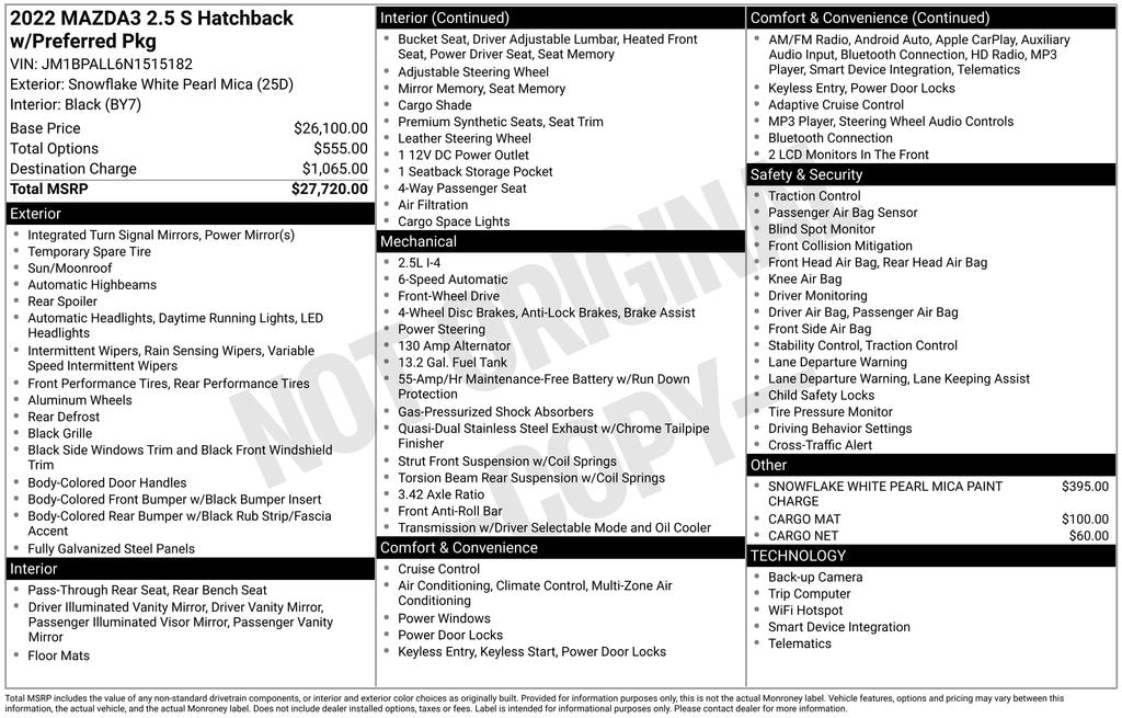 Used 2022 Mazda Mazda3 Preferred Package Hatchback