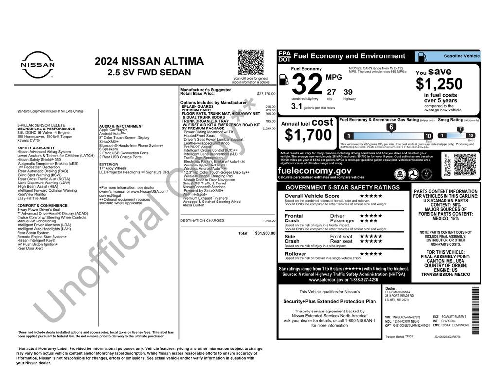Used 2024 Nissan Altima 2.5 SV Sedan