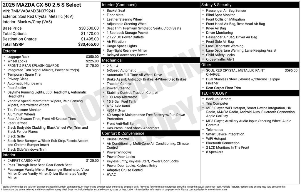 Certified 2025 Mazda CX-50 2.5 S Select Package SUV