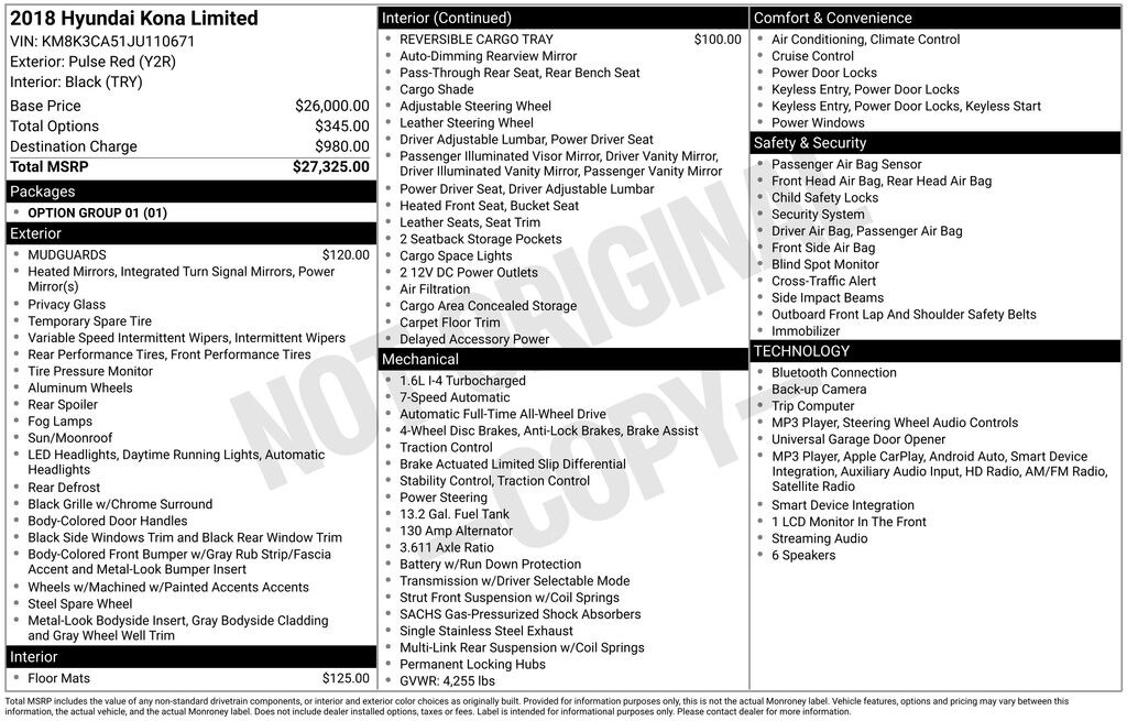 Used 2018 Hyundai Kona Limited SUV