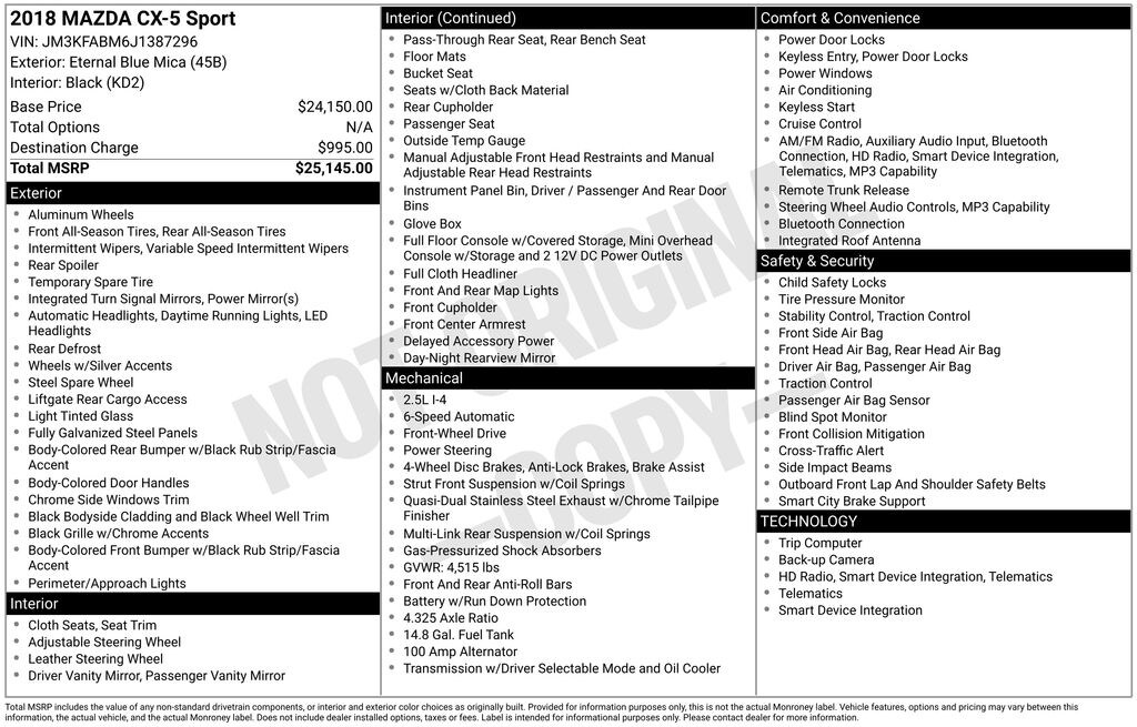 Used 2018 Mazda Mazda CX-5 Sport SUV