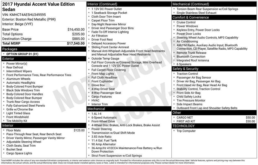 Used 2017 Hyundai Accent Value Edition Sedan