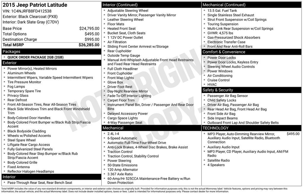 Used 2015 Jeep Patriot Latitude 4x4 SUV
