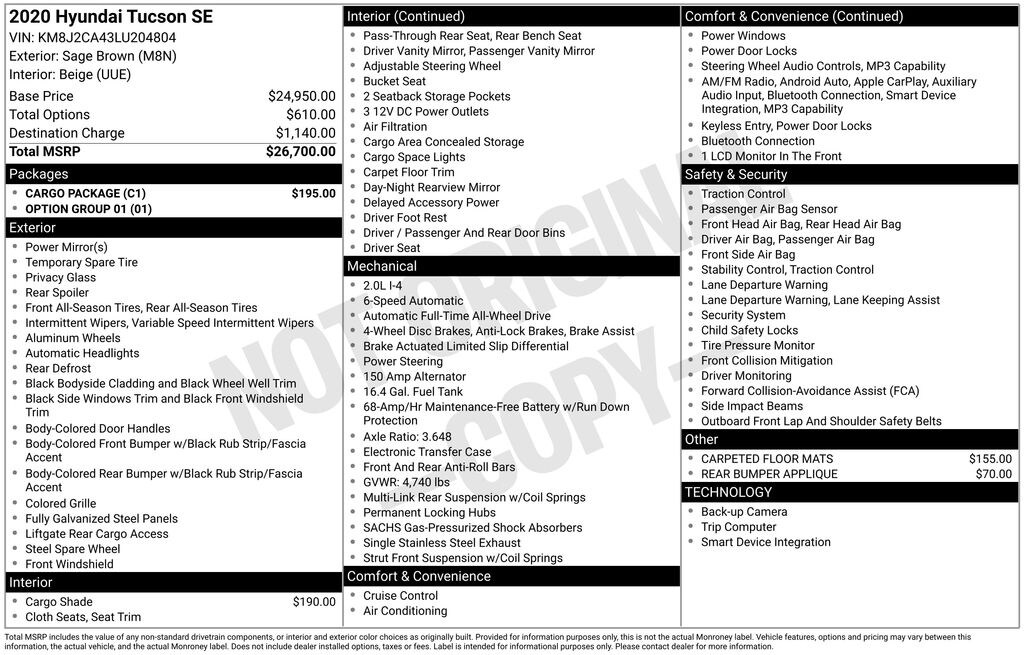 Used 2020 Hyundai Tucson SE SUV