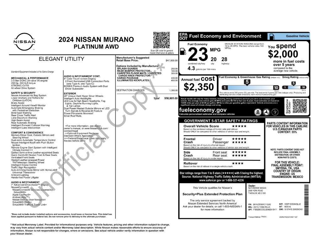 Used 2024 Nissan Murano Platinum SUV