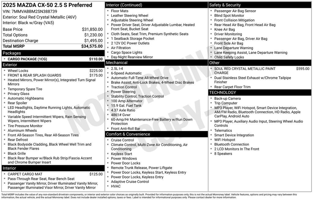 Certified 2025 Mazda CX-50 2.5 S Preferred Package SUV