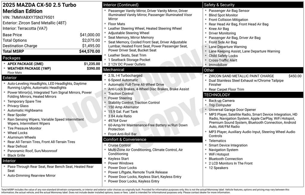 Certified 2025 Mazda CX-50 2.5 Turbo Meridian Edition SUV