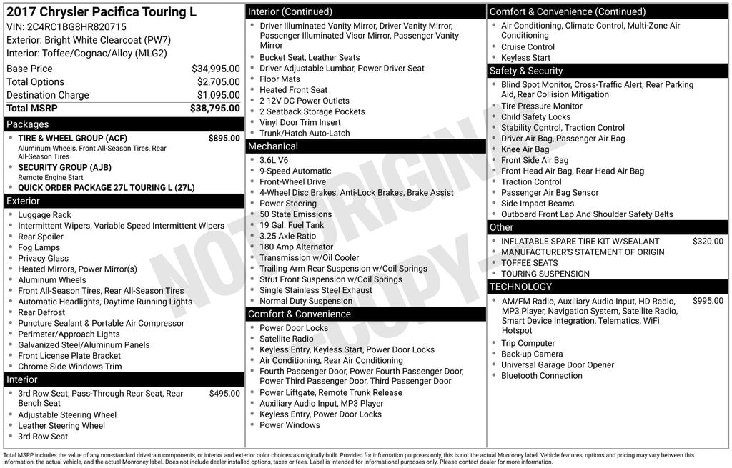 Used 2017 Chrysler Pacifica Touring-L Van