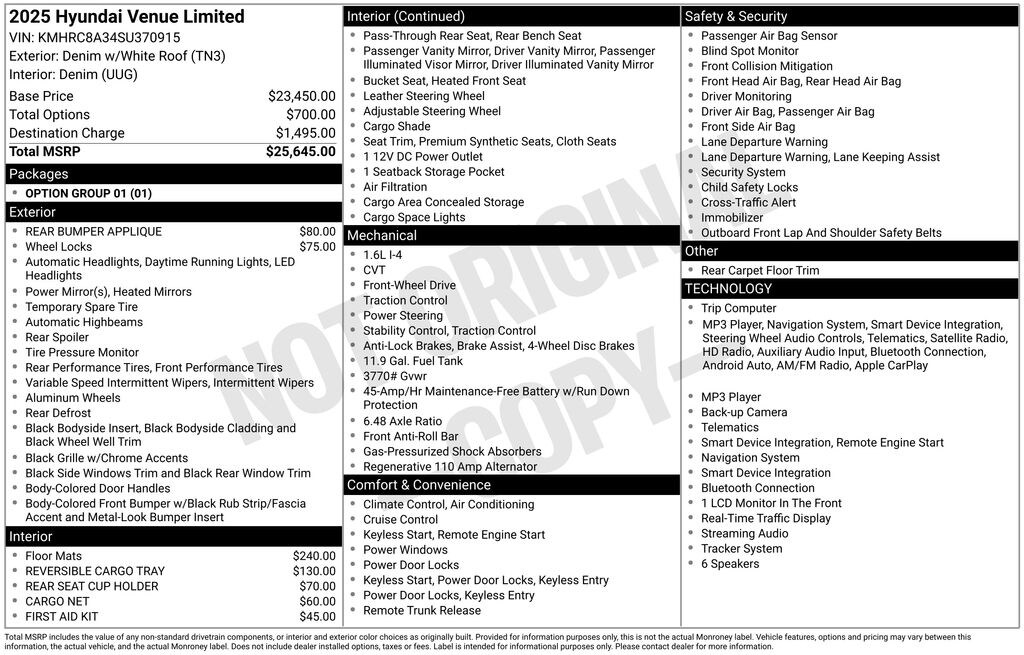 Certified 2025 Hyundai Venue Limited SUV