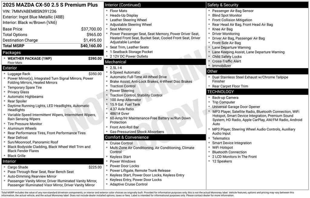 Certified 2025 Mazda CX-50 2.5 S Premium Plus Package SUV