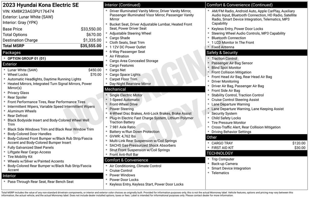 Used 2023 Hyundai Kona Electric SE SUV
