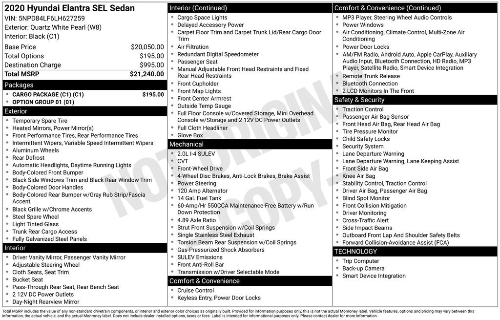 Used 2020 Hyundai Elantra Sedan