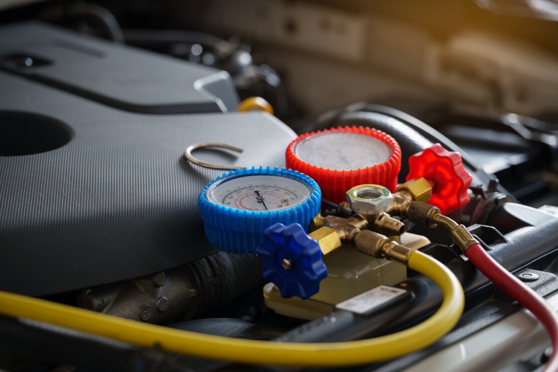 A close up of a vehicle's air conditioning system