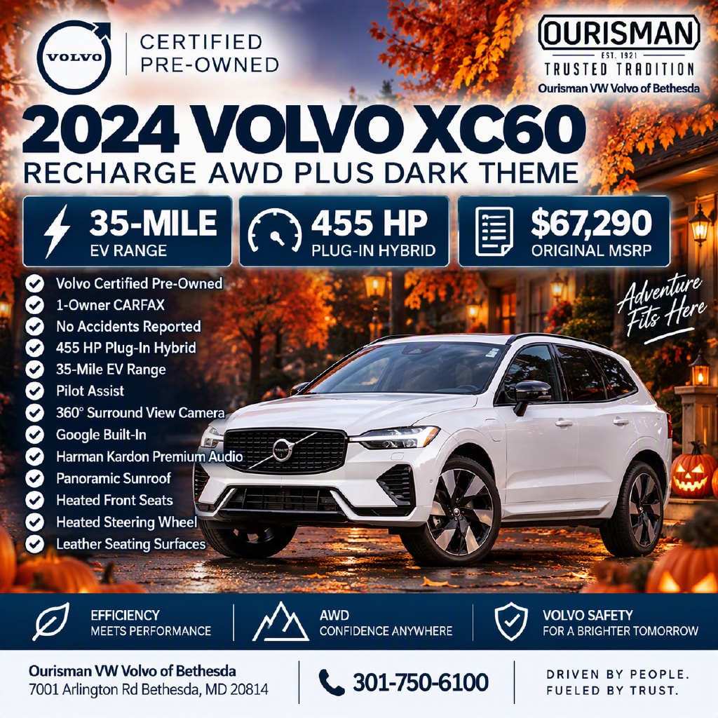 Certified 2024 Volvo XC60 plug-in hybrid T8 Plus Dark Theme SUV