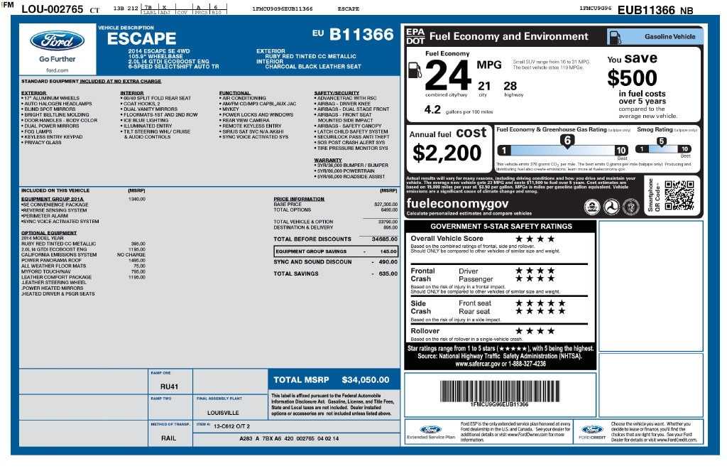 Used 2014 Ford Escape SE with VIN 1FMCU9G96EUB11366 for sale in Philadelphia, PA