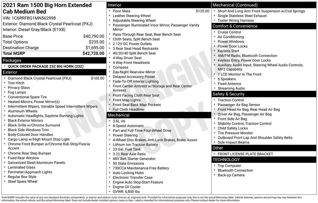Used 2021 Ram 1500 Big Horn/Lone Star Truck
