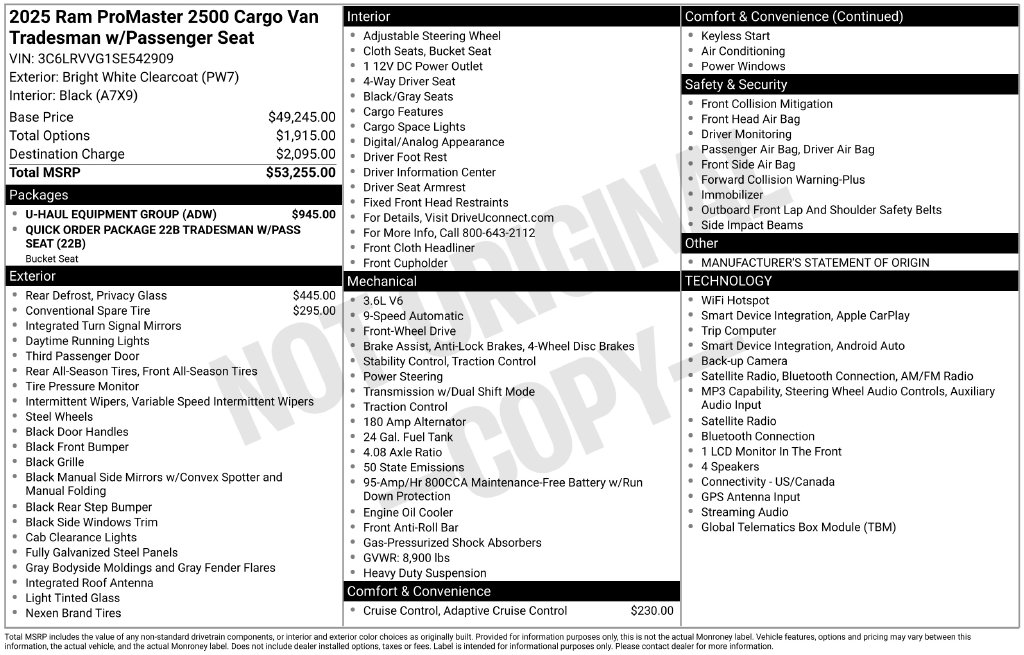 Used 2025 Ram ProMaster 2500 Base Van Cargo Van