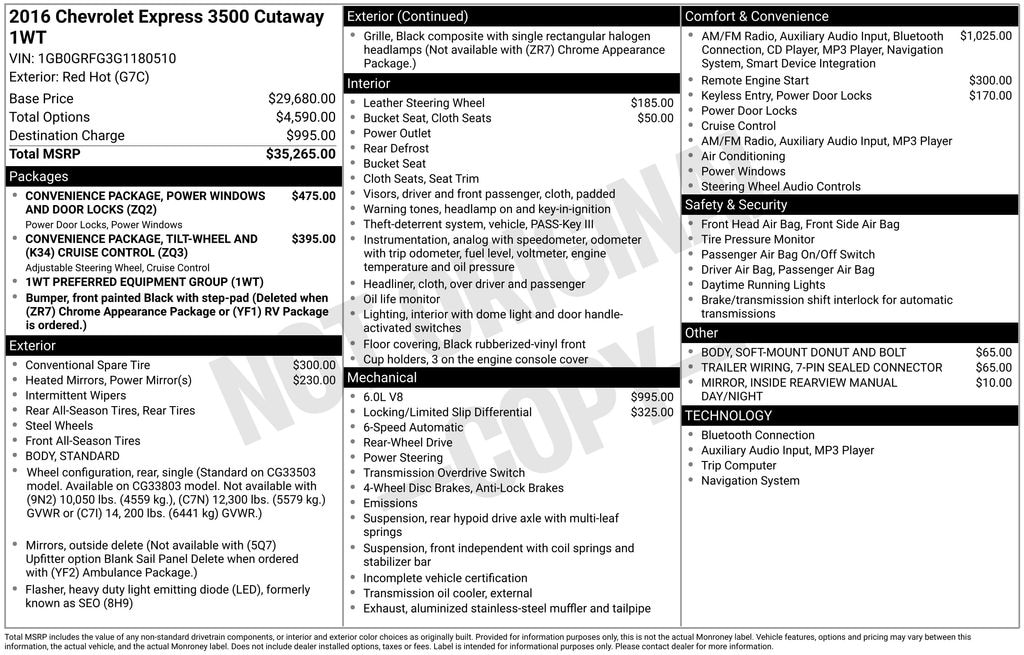 Used 2016 Chevrolet Express Cutaway Work Van Truck