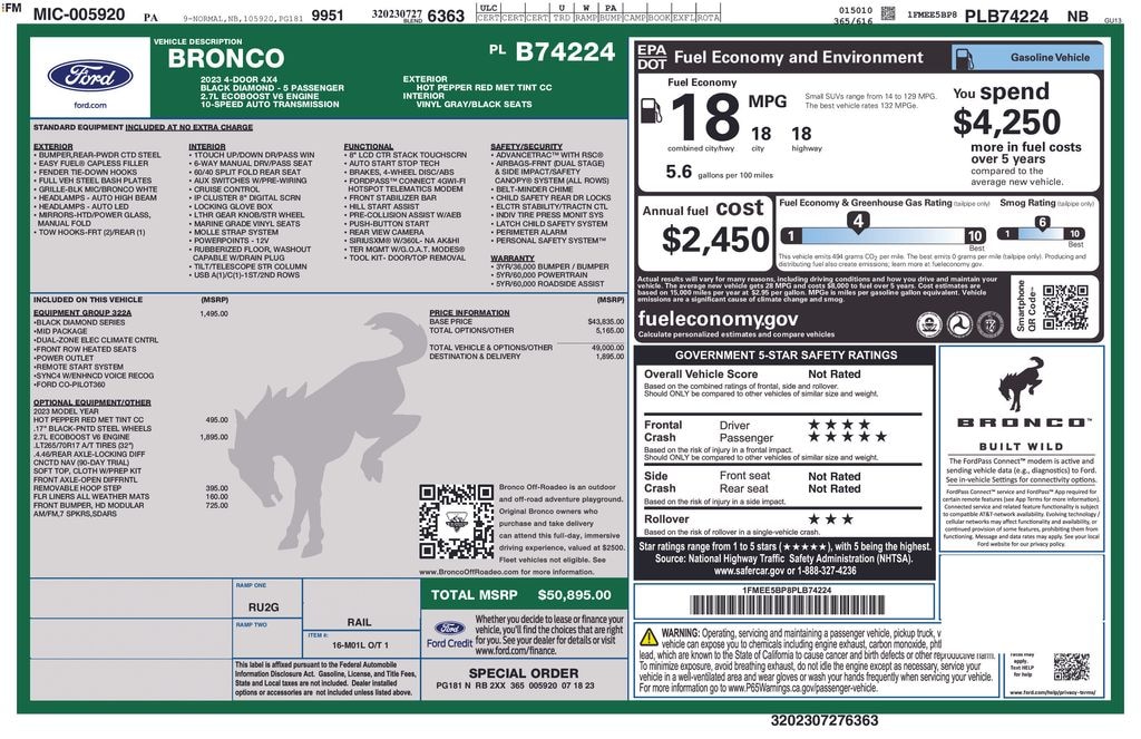 Certified 2023 Ford Bronco SUV