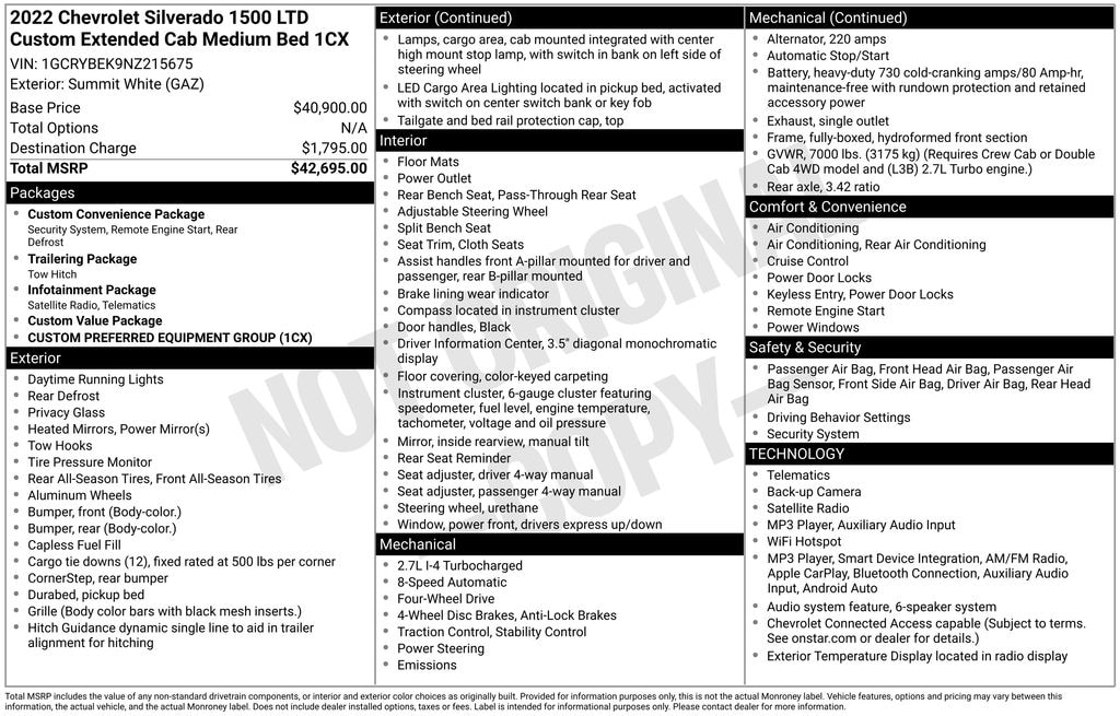 Used 2022 Chevrolet Silverado 1500 LTD Custom Truck Double Cab
