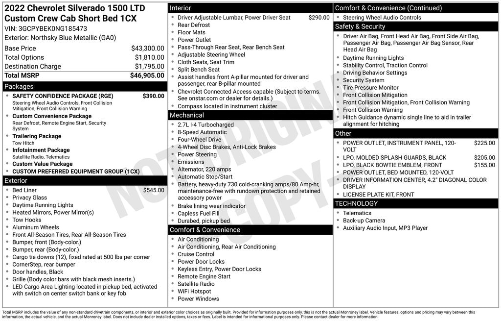 Used 2022 Chevrolet Silverado 1500 LTD Custom Truck Crew Cab