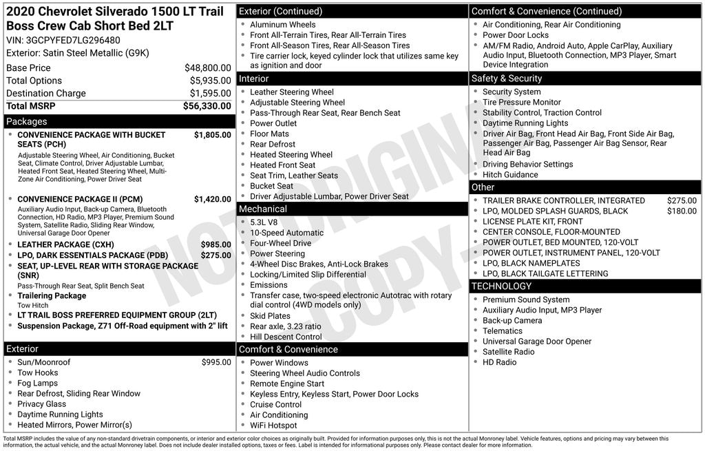 Used 2020 Chevrolet Silverado 1500 LT Trail Boss Truck Crew Cab