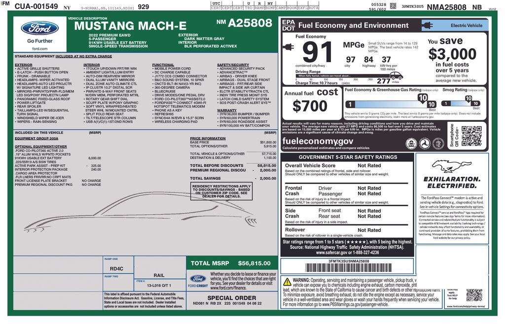 Used 2022 Ford Mustang Mach-E Premium SUV
