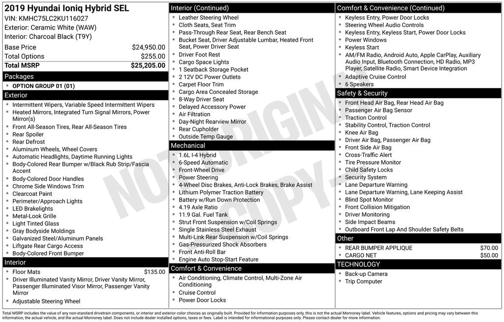 Used 2019 Hyundai IONIQ Hybrid SEL Hatchback