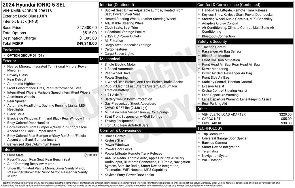 Used 2024 Hyundai IONIQ 5 SEL with VIN KM8KN4DE4RU296116 for sale in Philadelphia, PA