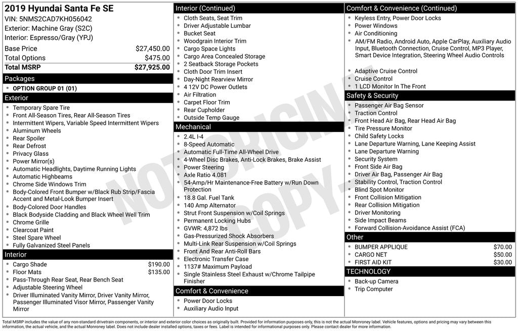 Used 2019 Hyundai Santa Fe SE 2.4 SUV