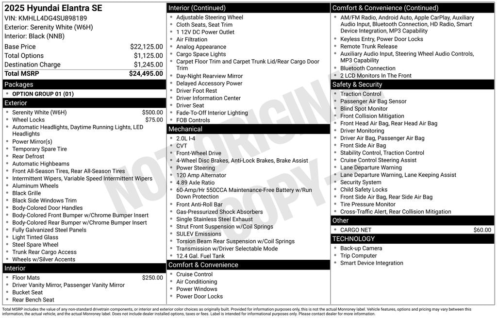 Used 2025 Hyundai Elantra SE Sedan