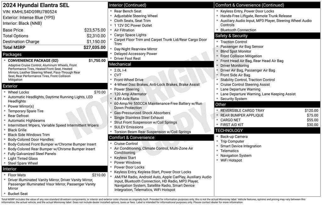 Certified 2024 Hyundai Elantra SEL Sedan