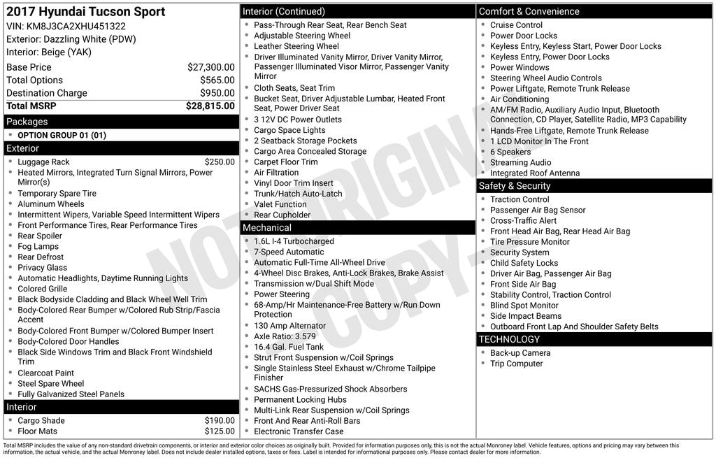 Used 2017 Hyundai Tucson Sport SUV