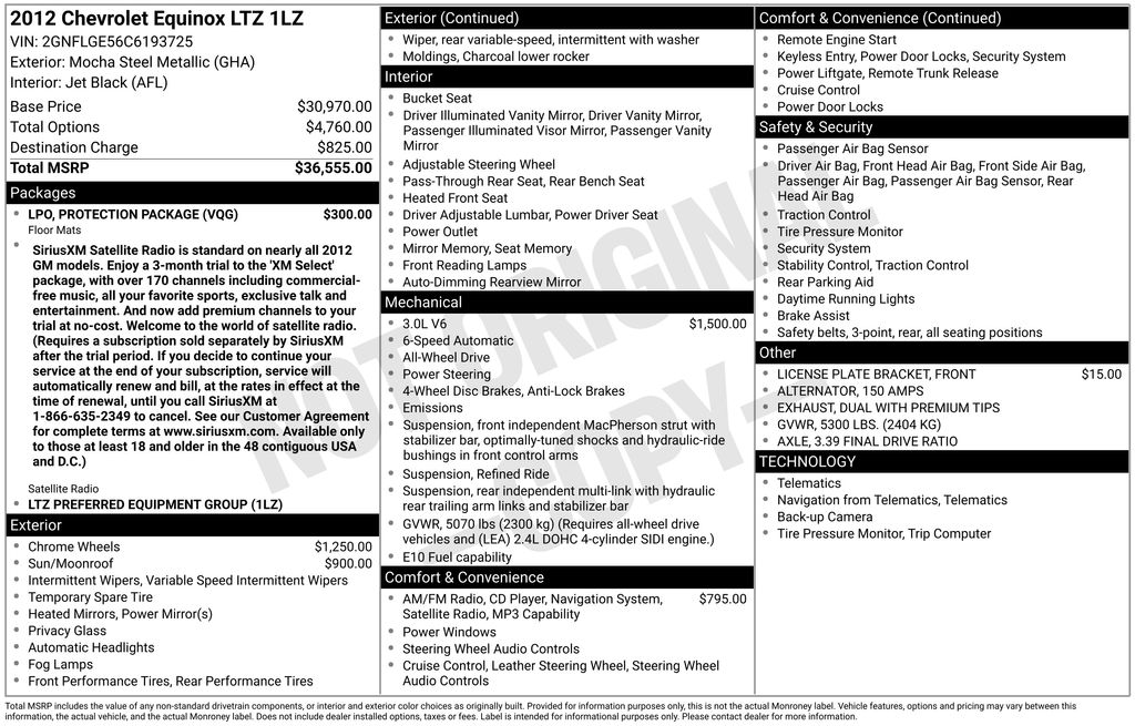 Used 2012 Chevrolet Equinox LTZ with VIN 2GNFLGE56C6193725 for sale in Philadelphia, PA