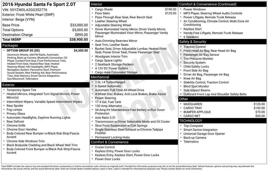 Used 2016 Hyundai Santa Fe Sport 2.0T with VIN 5XYZWDLA2GG352776 for sale in Philadelphia, PA