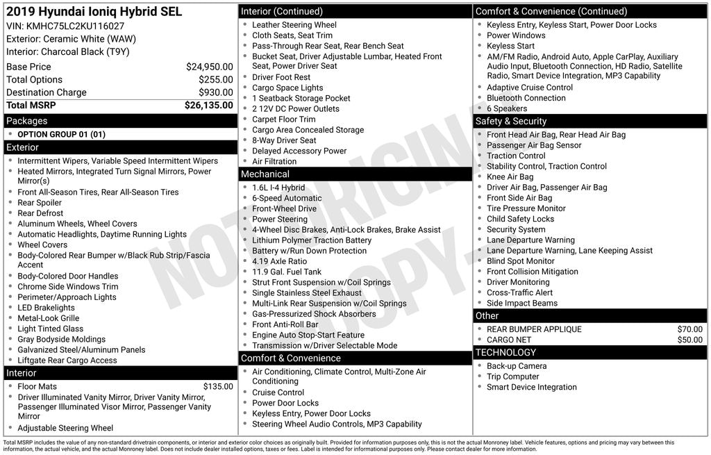 Used 2019 Hyundai IONIQ Hybrid SEL Hatchback