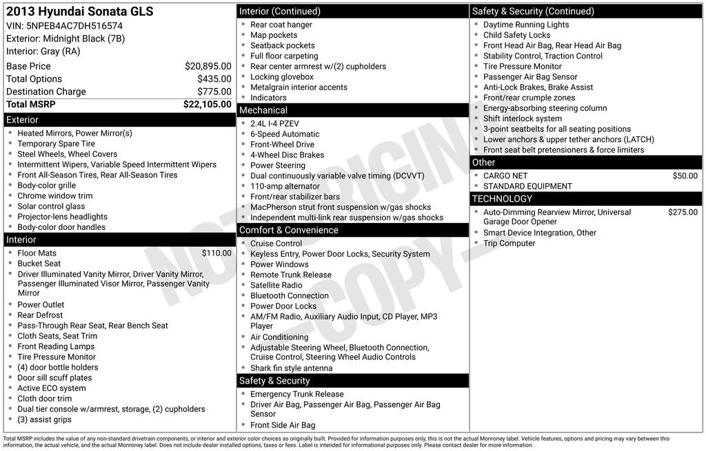 Used 2013 Hyundai Sonata GLS w/PZEV Sedan