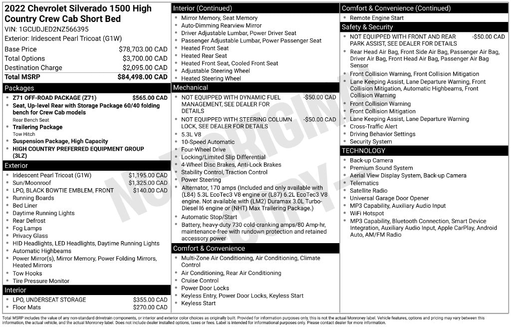 Used 2022 Chevrolet Silverado 1500 High Country Truck Crew Cab