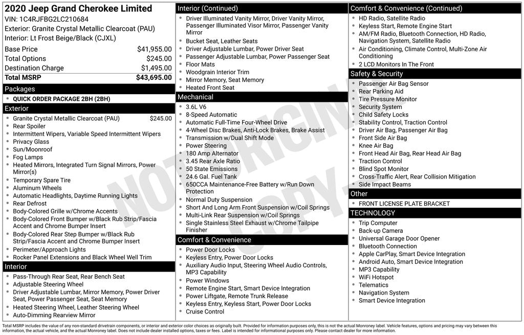 Used 2020 Jeep Grand Cherokee Limited SUV