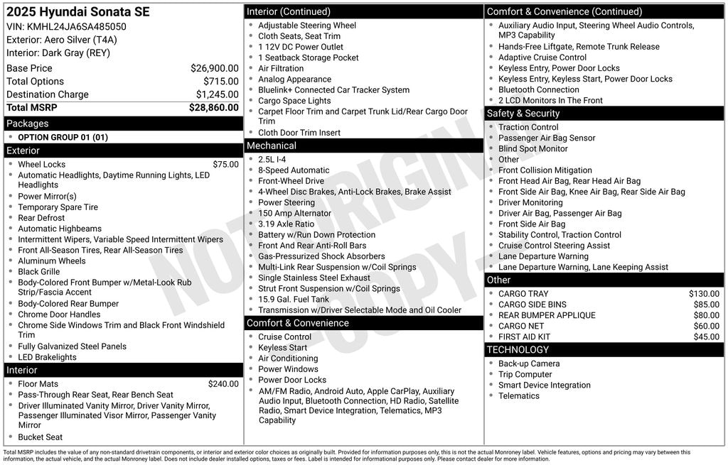 Certified 2025 Hyundai Sonata SE Sedan