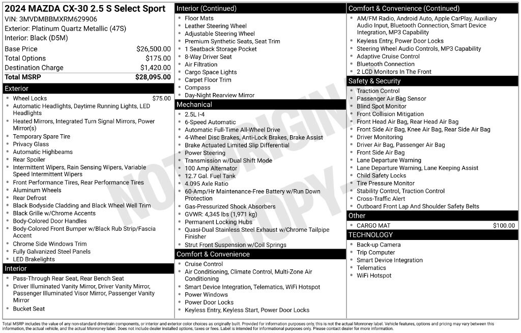 Used 2024 Mazda CX-30 2.5 S Select Sport SUV