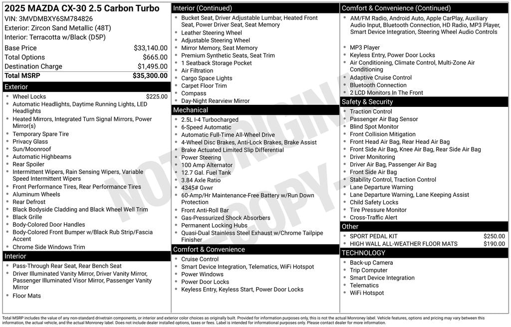 Certified 2025 Mazda CX-30 2.5 Carbon Turbo SUV