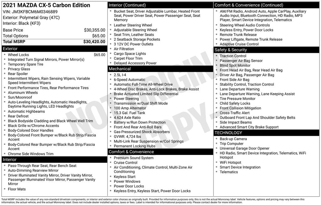 Used 2021 Mazda CX-5 Carbon Edition SUV