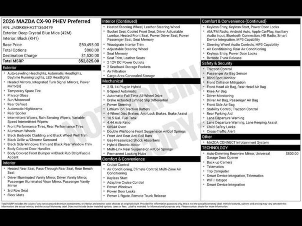 New 2026 Mazda CX-90 PHEV 2.5 PHEV Preferred AWD Sport Utility