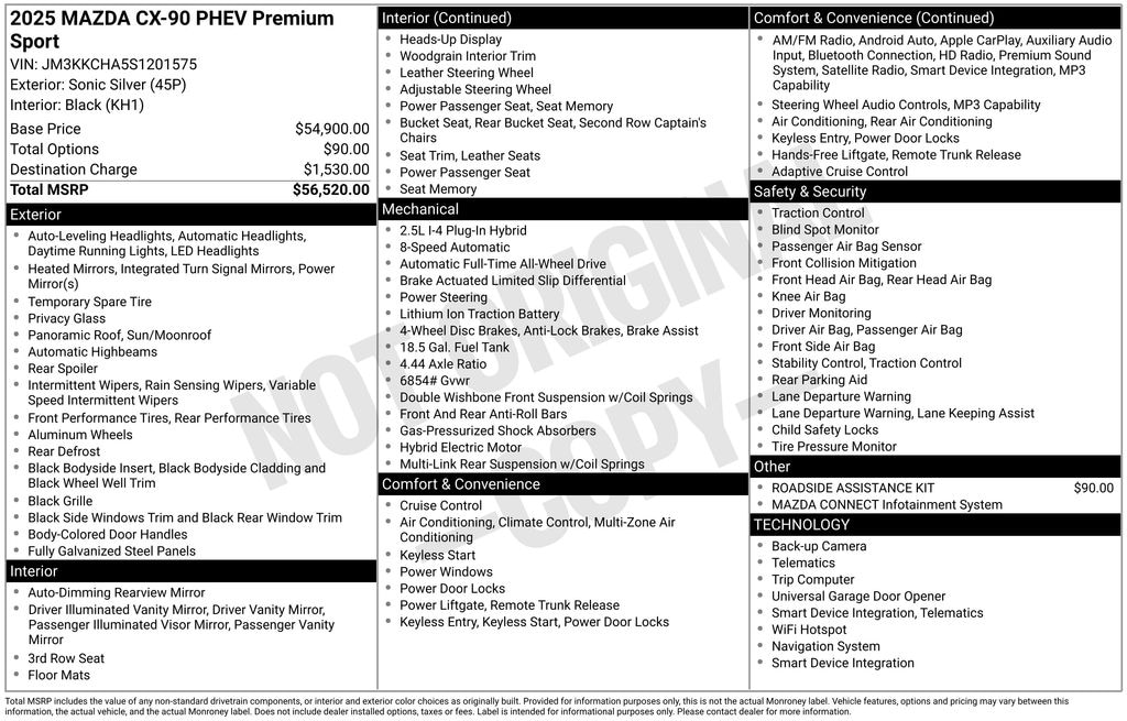 Certified 2025 Mazda CX-90 Phev Premium Sport SUV