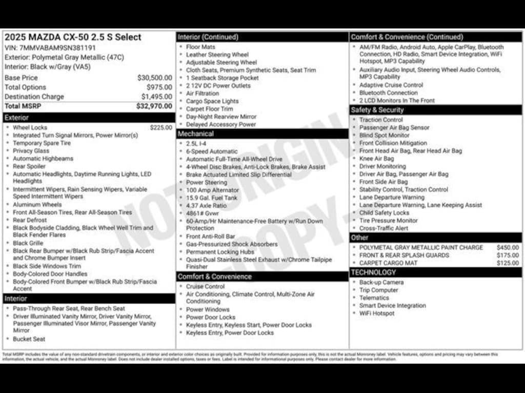 New 2025 Mazda CX-50 2.5 S Select AWD Sport Utility