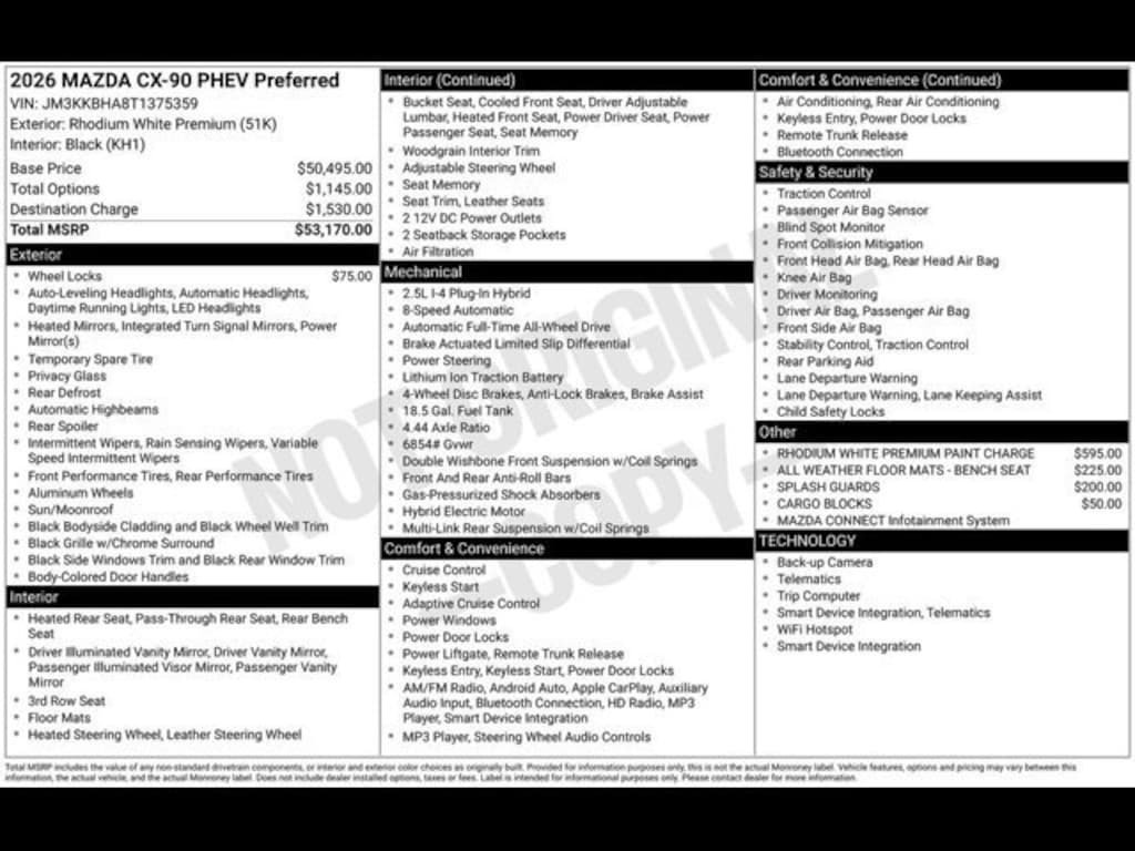 New 2026 Mazda CX-90 Plug-In Hybrid Preferred AWD Sport Utility