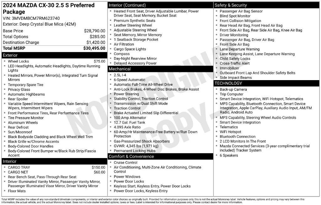 Certified 2024 Mazda CX-30 2.5 S Preferred Package SUV