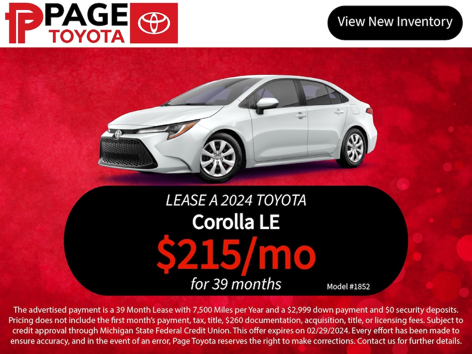 Toyota Lease Specials in Southfield, MI Page Toyota